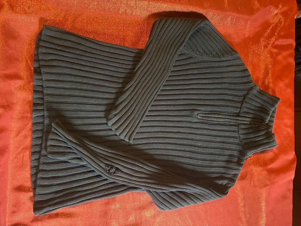 Banana Republic Sweater Womens L Ribbed Turtleneck Long Sleeve Dark Gray Snag